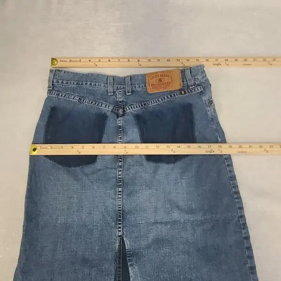 Lucky Brand Vintage Denim maxi women's jean skirt blue Size 6 Y2K 100% cotton - Picture 3 of 9